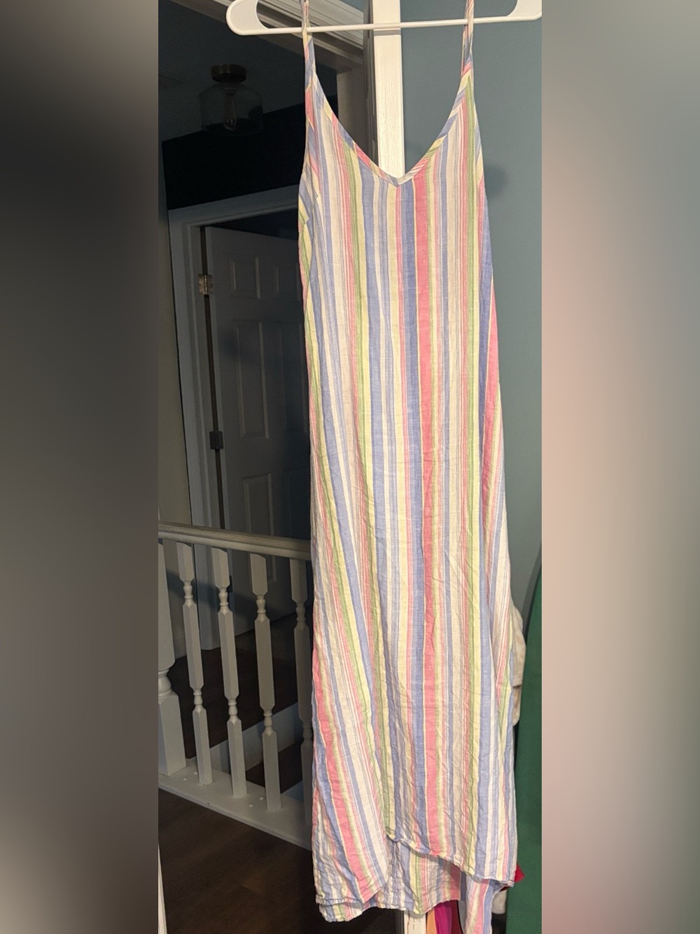 C&C California Pastel Striped Linen dress